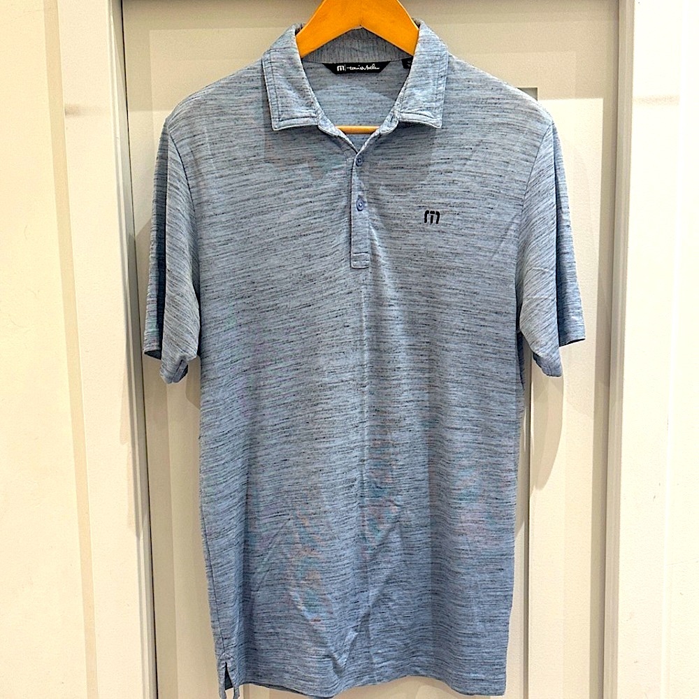 Travis Mathew Heather Light Blue Polo Golf Shirt